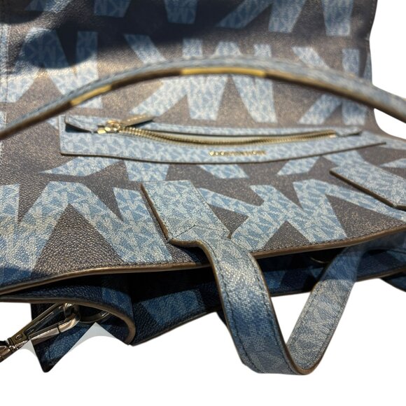 Michael Kors Kenly Large Logo Print Tote Blue (Chambray) - Picture 10 of 16